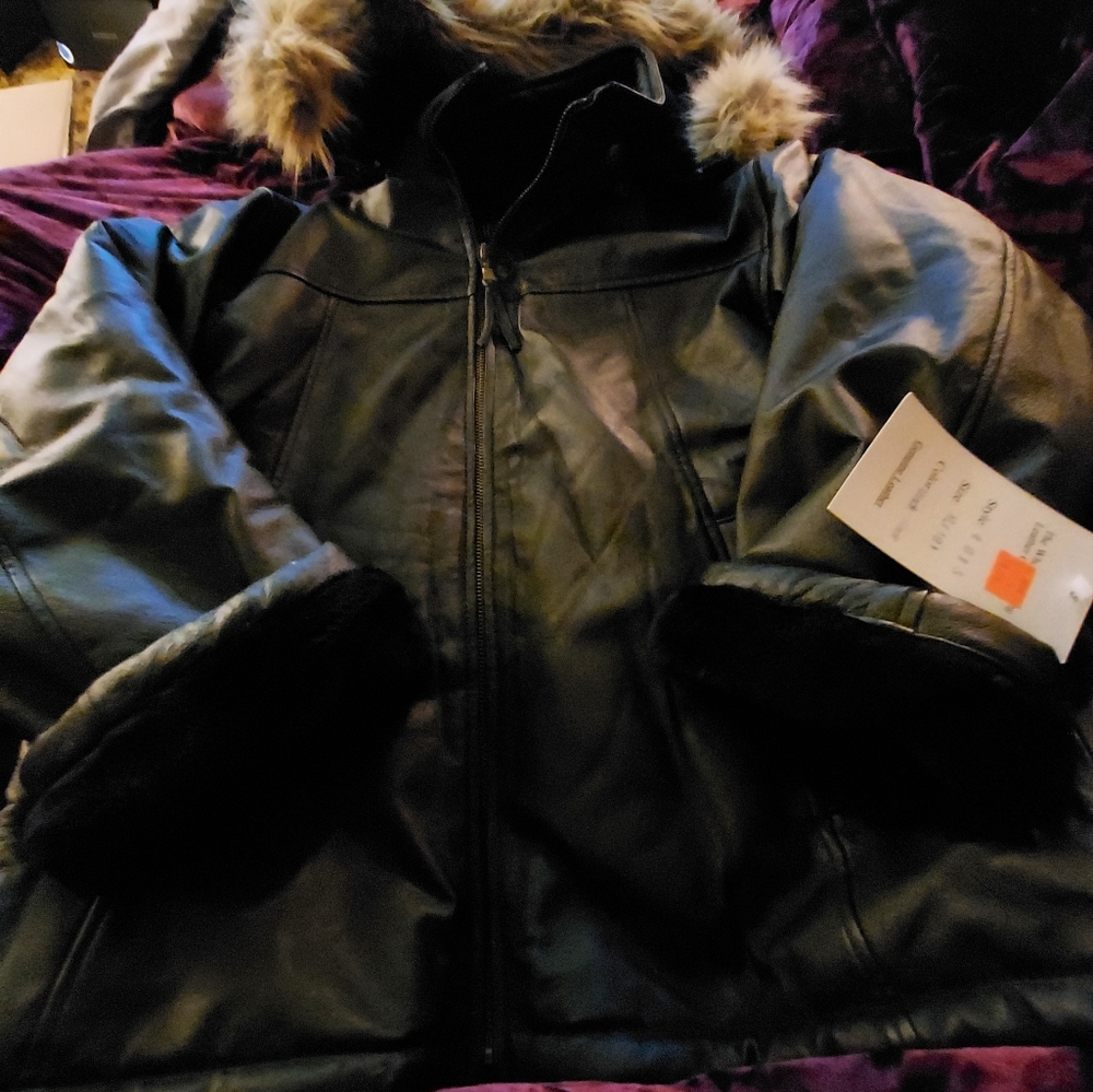 Black kids leather jacket